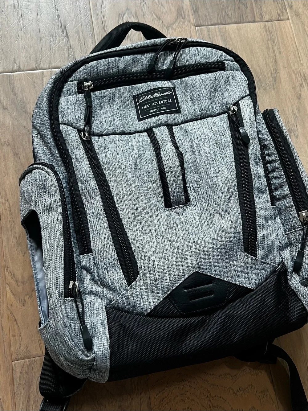 Eddie Bauer Heather Gray & Black Adventure Diaper Backpack